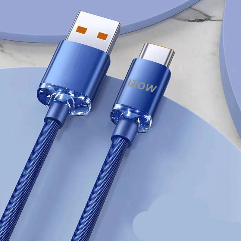 Cable USB C Tressé Coloré 120W
