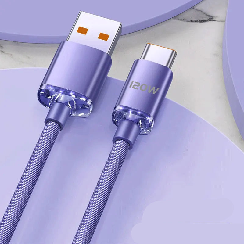 Cable USB C Tressé Coloré 120W